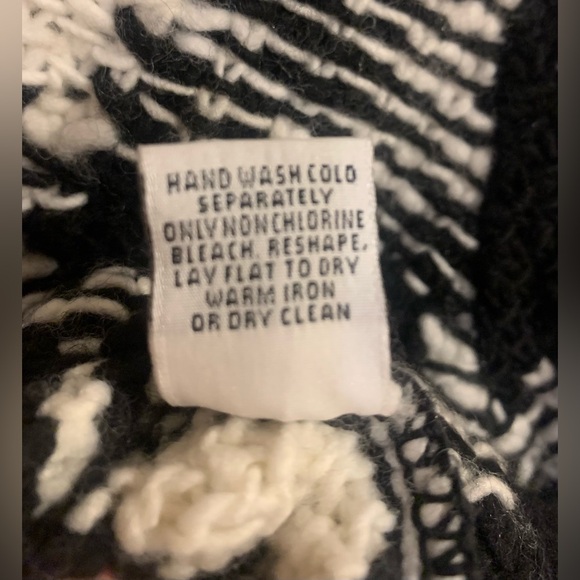 Talbots Black & White Plaid Turtleneck Sweater Wool Blend Pullover Knit Petite S - Picture 4 of 6